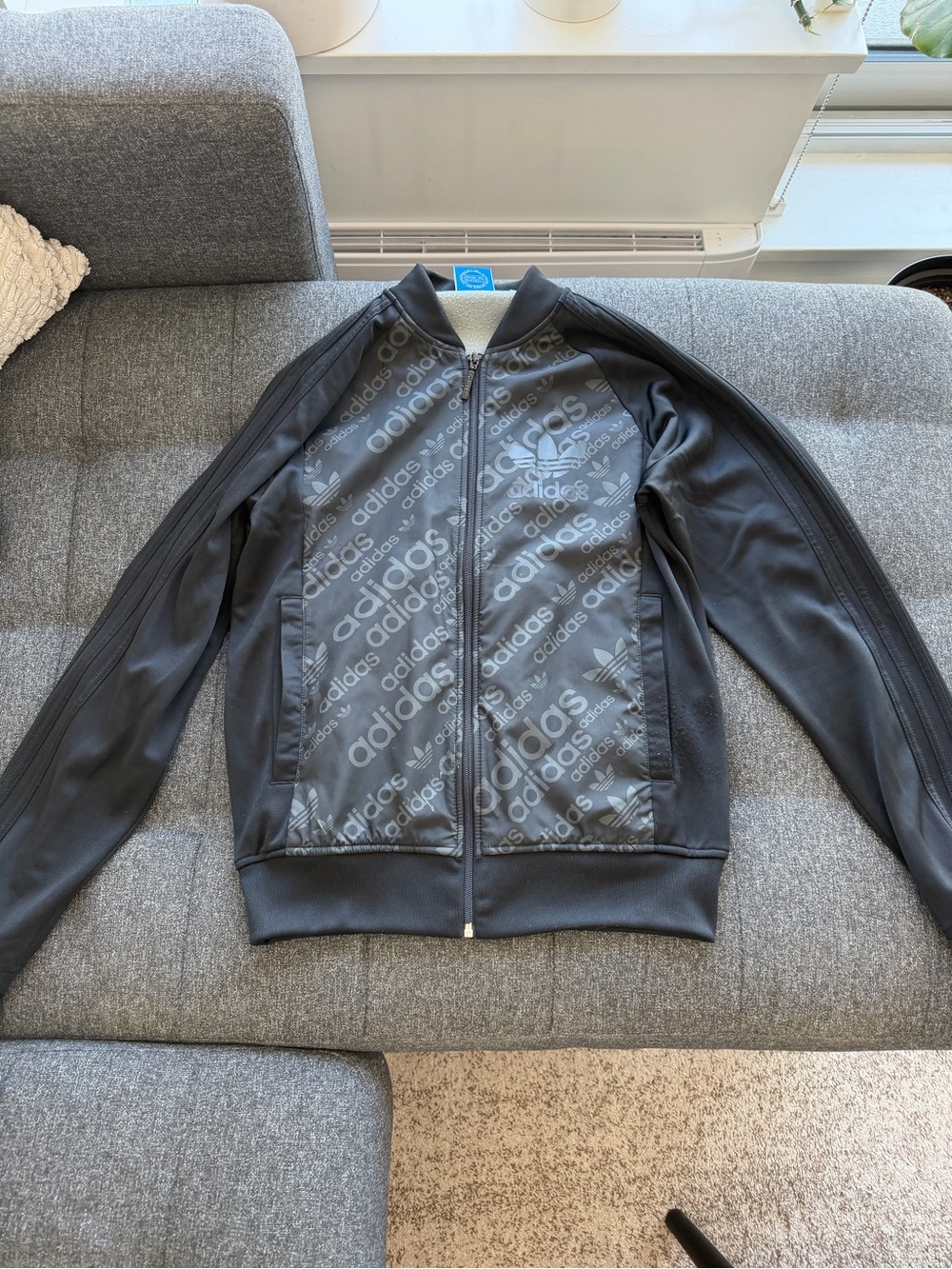 adidas Black Logo-Print Bomber Jacket